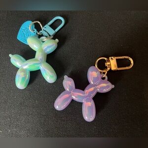 2 New Balloon Dog Keychains/Bag Charms
